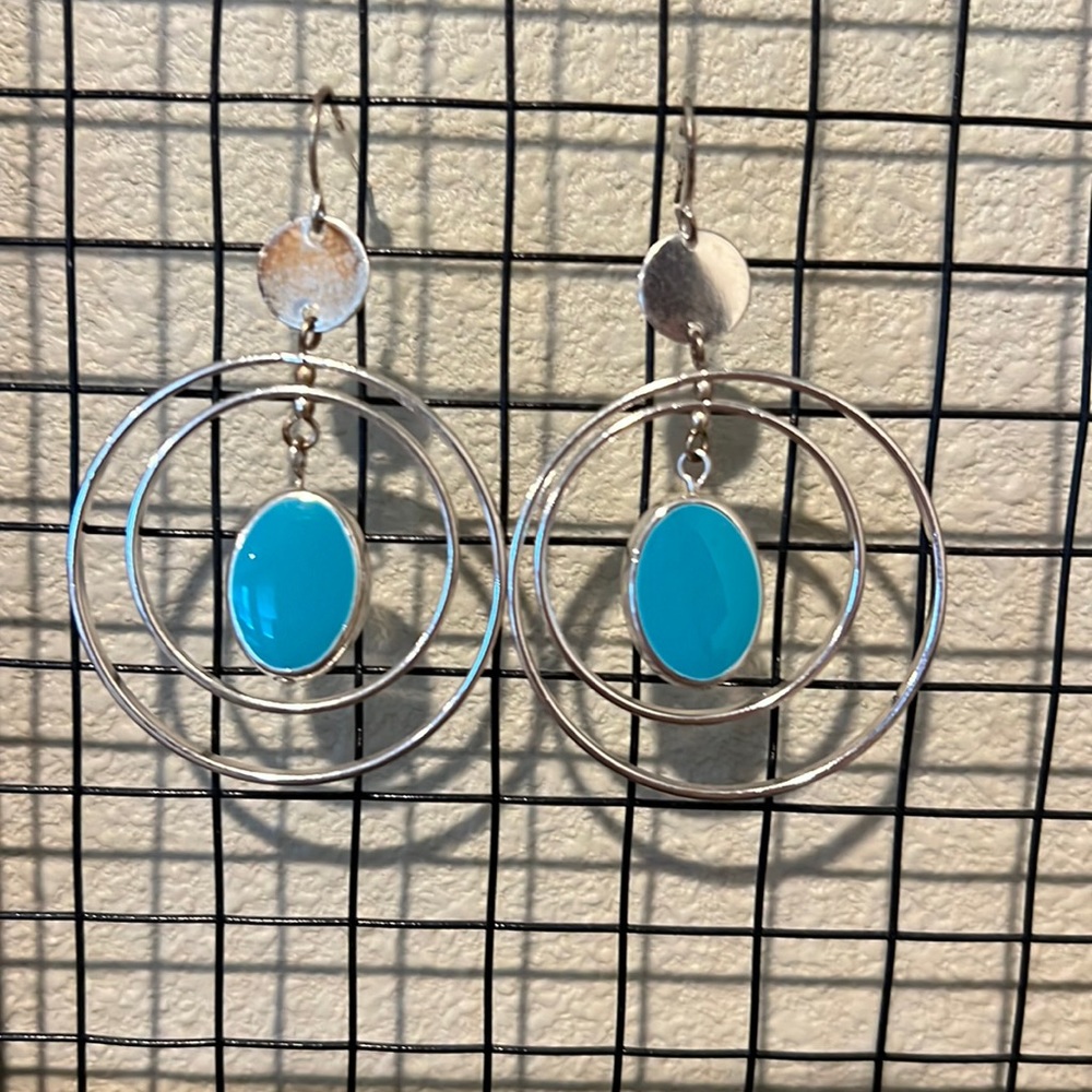 NWOT Turquoise and silver colored dangle earrings